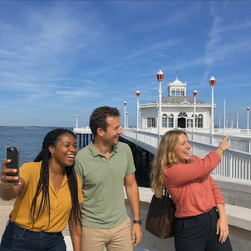 Trois collègues en jeu de piste au bord du Bassin d'Arcachon
