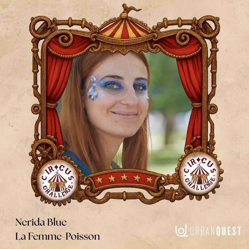 Nerida Blue, la femme-poisson du Circus Challenge, maquillage d’écailles bleues