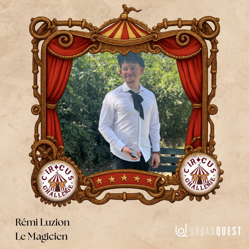 Rémi Luzion, le magicien du Circus Challenge, chapeau melon et lavallière noire