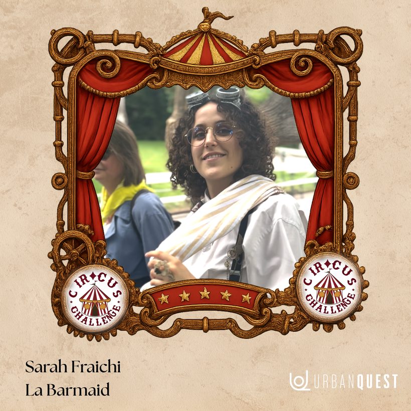 Sarah Fraichi, la barmaid du Circus Challenge, lunettes d’aviateur sur les cheveux