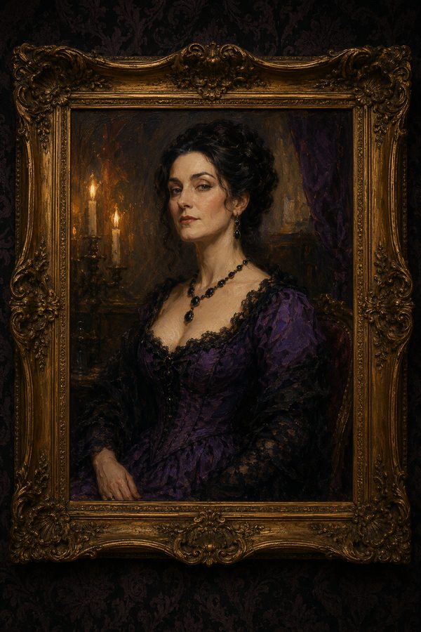 Portrait peint de la comtesse Morgane de Noirval, suspecte de Minuit au Manoir