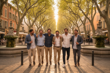 Groupe amis célébrant EVG EVJF à Aix-en-Provence Cours Mirabeau