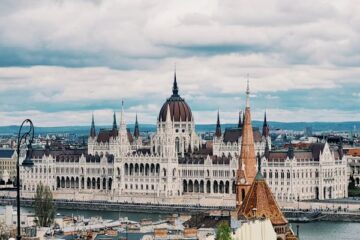 Vue aérienne du Parlement hongrois à Budapest