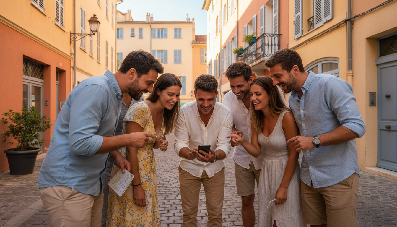 Joueurs Urban Quest dans les ruelles du Vieux-Nice EVG EVJF