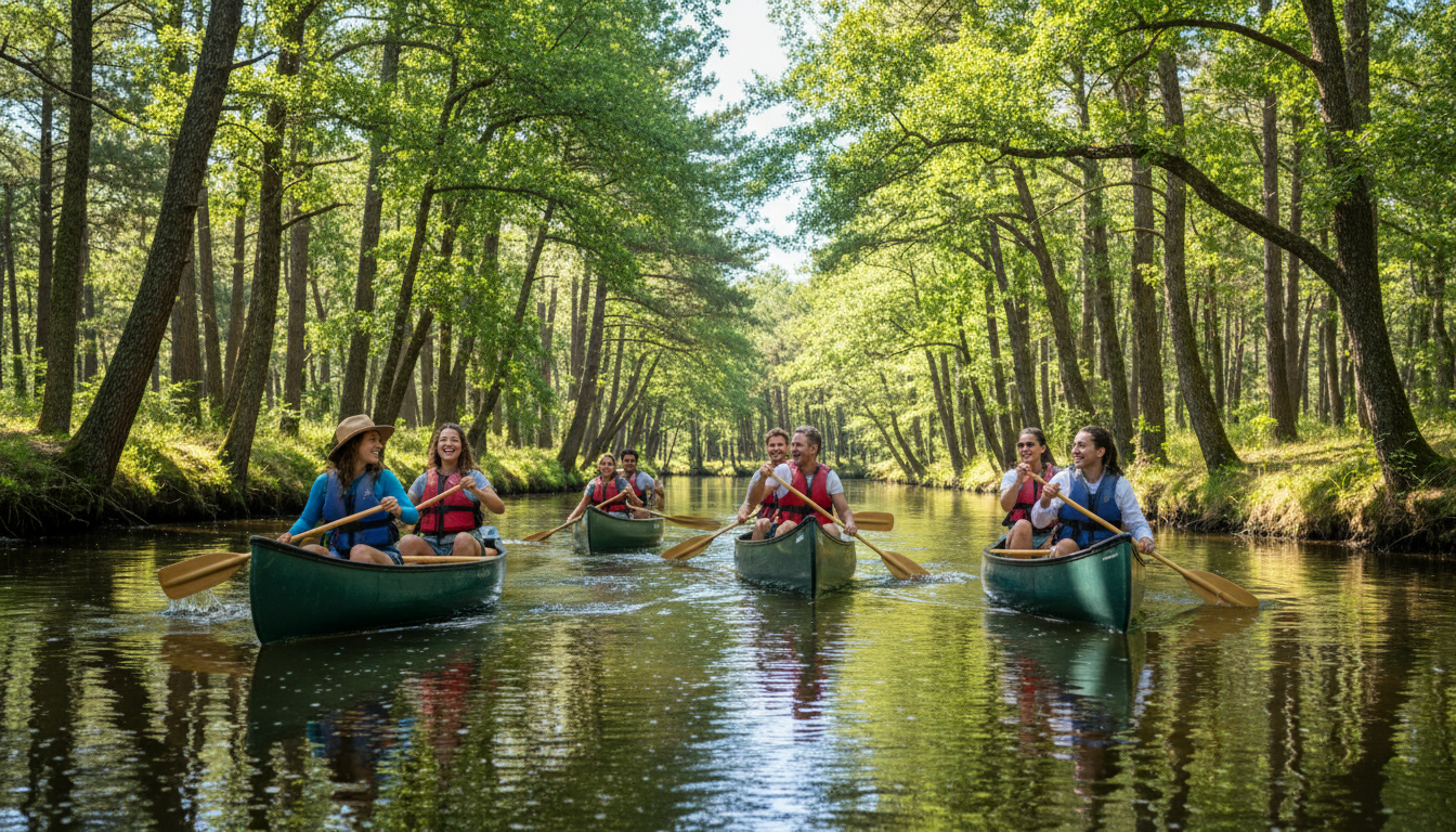 Descente en canoë kayak sur la Midouze à Mont-de-Marsan activité EVG EVJF Landes