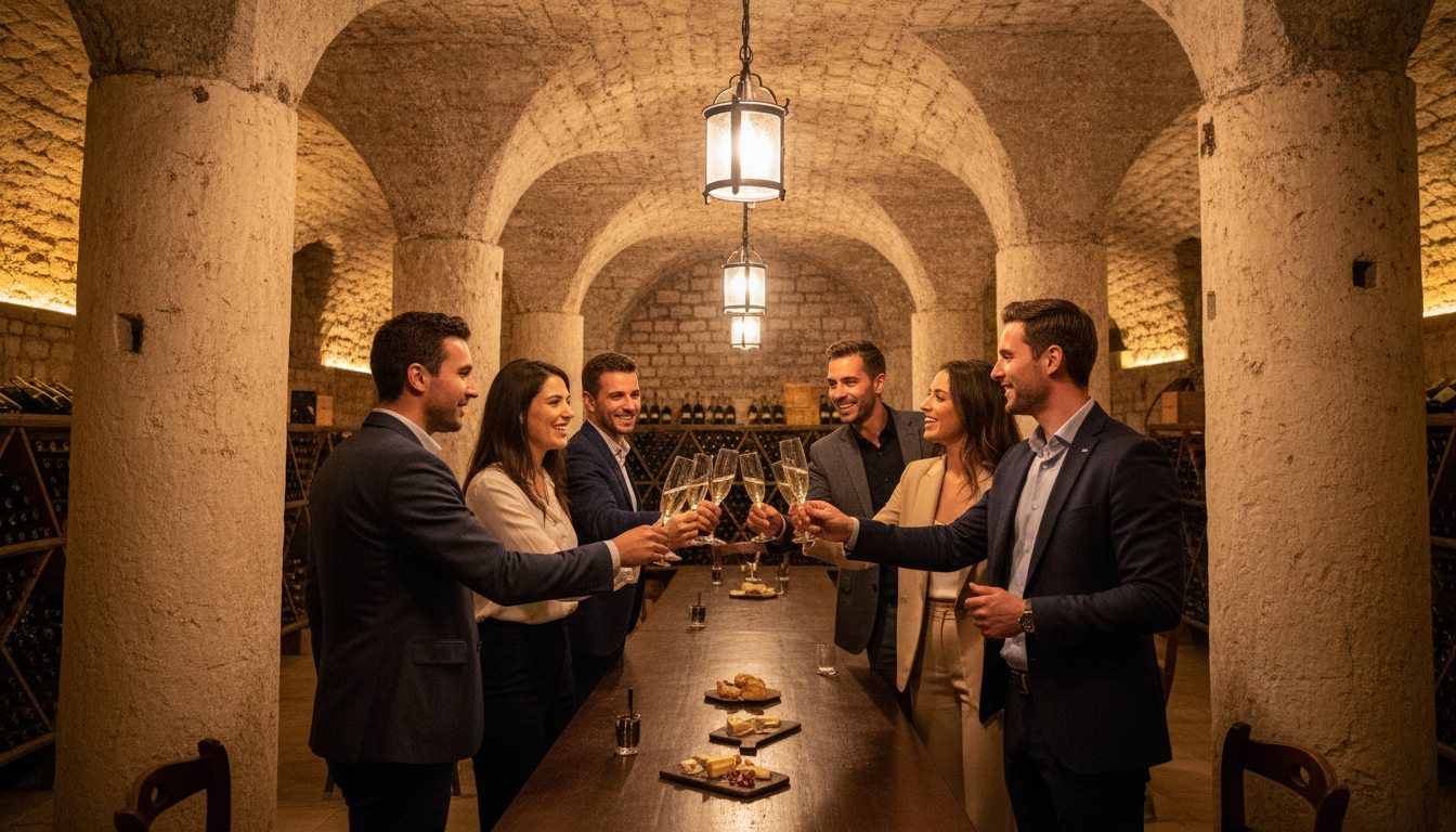 Dégustation de champagne dans les caves de Reims pour EVG EVJF