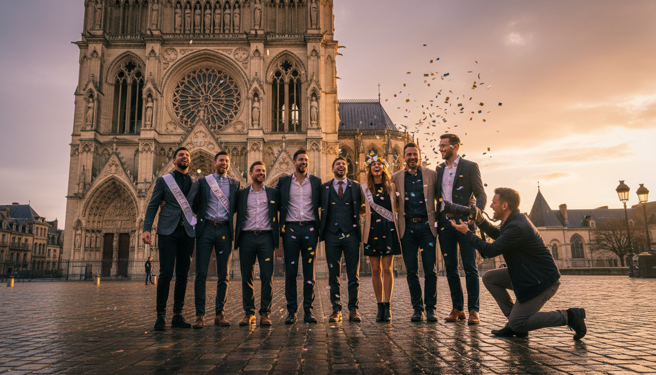 Shooting photo EVJF EVG devant la cathédrale de Reims