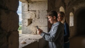 Jeu de piste Urban Quest à Navarrenx - Parent et ado au bastion