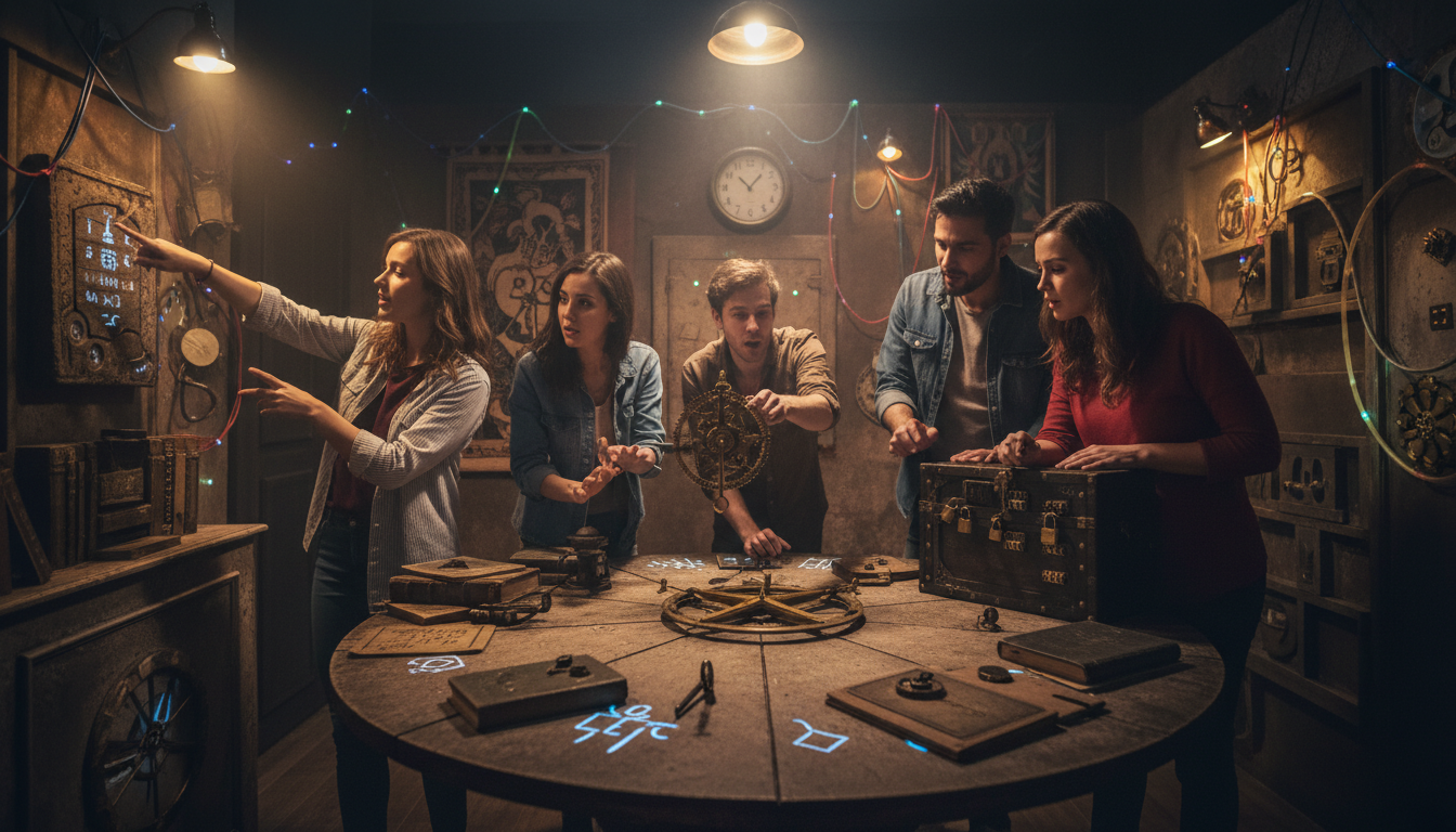 Groupe d'amis dans un escape game à Montpellier pour EVG EVJF