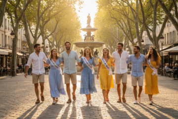 Groupe amis EVG EVJF sur le Cours Mirabeau à Aix-en-Provence