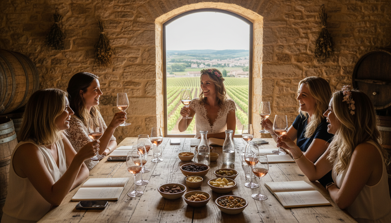 Dégustation de vin entre amis en Provence pour EVG EVJF
