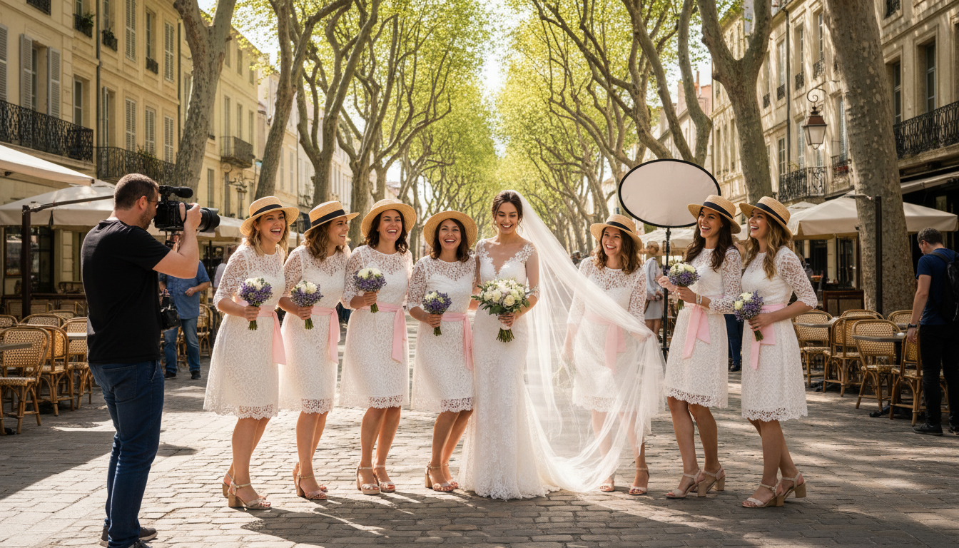 Shooting photo EVJF sur le Cours Mirabeau à Aix-en-Provence