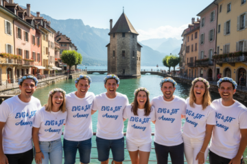 Groupe amis EVG EVJF Annecy devant le Palais de lIle